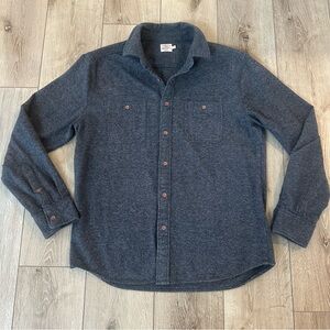 NWOT Faherty Dark Gray Blue Casual Button-Down Shirt 100% Cotton Size Large